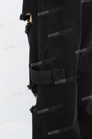Black Tattered Baggy Cargo Pants