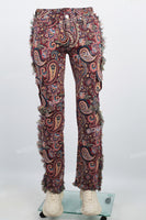 Cashew flower knitted carpet pants