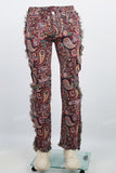 Cashew flower knitted carpet pants