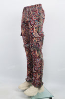 Cashew flower knitted carpet pants
