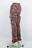 Cashew flower knitted carpet pants
