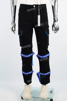 Men's custom Velcro straps black Skinny Jeans