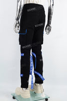 Men's custom Velcro straps black Skinny Jeans