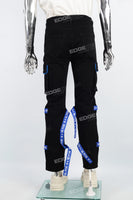 Men's custom Velcro straps black Skinny Jeans