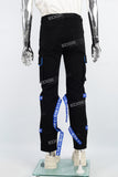 Men's custom Velcro straps black Skinny Jeans