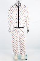 Digital printed white denim suit