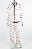 Digital printed white denim suit