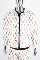 Digital printed white denim suit