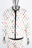 Digital printed white denim suit