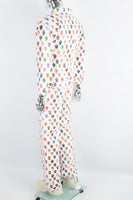 Digital printed white denim suit