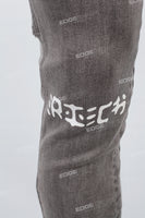 Men's Printed Gray Denim Cargo Pants