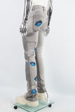 Men's Printed Gray Denim Cargo Pants