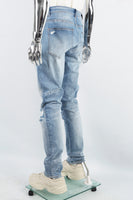 Men's Printed Blue Cut SkinnyJeans