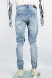 Men's Printed Blue Cut SkinnyJeans