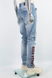 Men's Printed Blue Cut SkinnyJeans