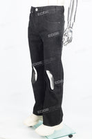 Men's regular ripped patchwork original color washed jeans with red edges