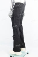 Men's regular ripped patchwork original color washed jeans with red edges