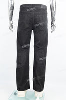 Men's regular ripped patchwork original color washed jeans with red edges