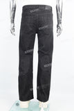 Men's regular ripped patchwork original color washed jeans with red edges