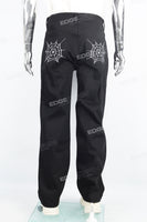 Men's embroidered black baggy jeans