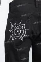Men's embroidered black baggy jeans