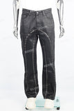 Men's Black Zip Embroidered Waxed Jeans