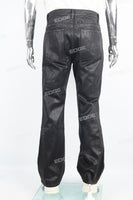 Men's Black Zip Embroidered Waxed Jeans