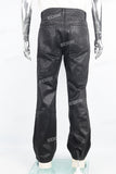 Men's Black Zip Embroidered Waxed Jeans