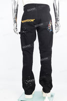 Men's black paint splash workwear flared pants