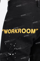 Men's black paint splash workwear flared pants