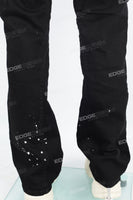 Men's black paint splash workwear flared pants