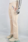 Men's Khaki Splash Embroidered Cargo Flare Pants