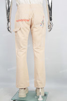 Men's Khaki Splash Embroidered Cargo Flare Pants