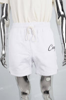 Men's White Embroidered Knit Shorts