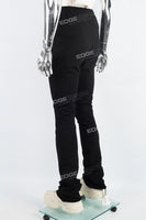 Men's Black Printed Knit Stacked Pants