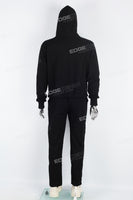 Black printed pullover knitted long suit