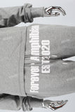 Men's gray printed hooded sweatshirt knitted trousers