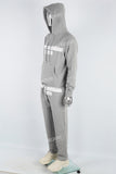 Men's gray printed hooded sweatshirt knitted trousers