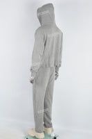 Men's gray printed hooded sweatshirt knitted trousers