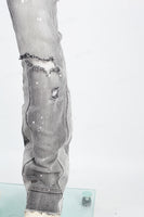 Men's Gray Cut Patchwork Stacked Flared Pants
