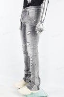 Men's Gray Cut Patchwork Stacked Flared Pants
