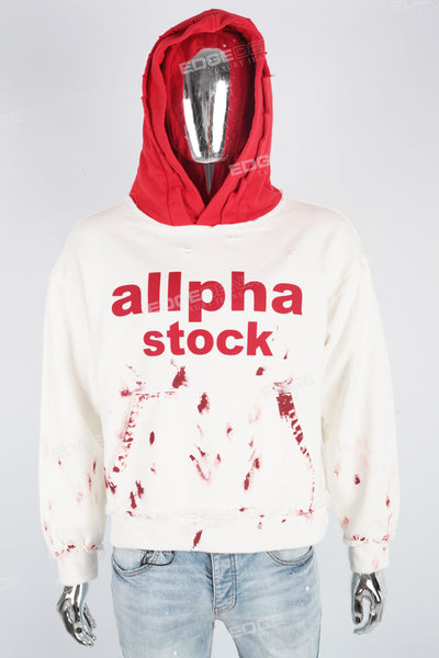 Red and white contrasting print paint splash Hoodies