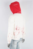 Red and white contrasting print paint splash Hoodies