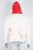 Red and white contrasting print paint splash Hoodies