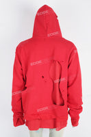 Men's red tattered print pullover sweatshirt