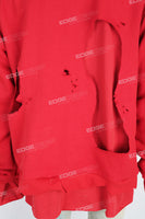 Men's red tattered print pullover sweatshirt