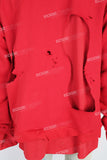 Men's red tattered print pullover sweatshirt