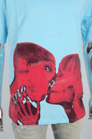 Blue Print Embroidered Mans T-shirt