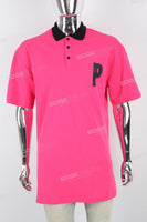 Pink Print Letter Polo Shirt