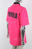 Pink Print Letter Polo Shirt